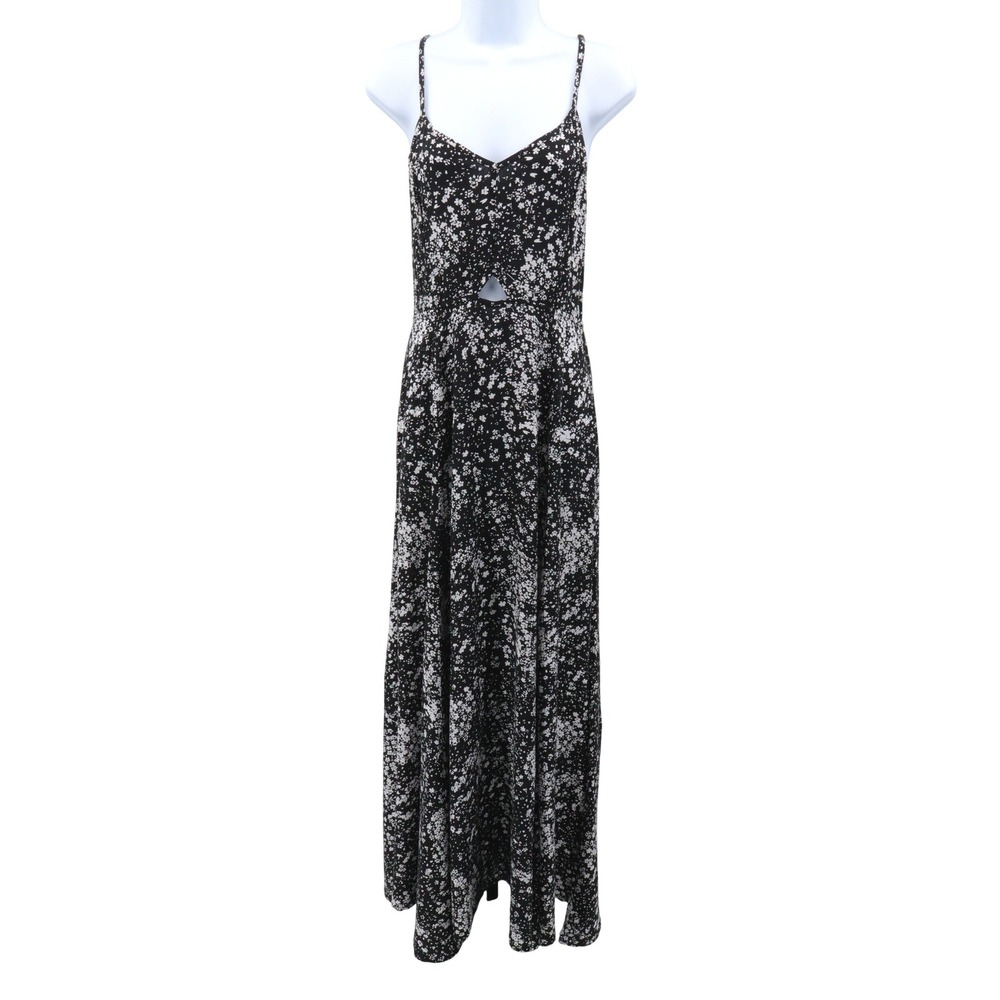 PAMPELONE Floral Cutout Open Back Rayon Maxi Dress Black White XL Feminine - Picture 2 of 7